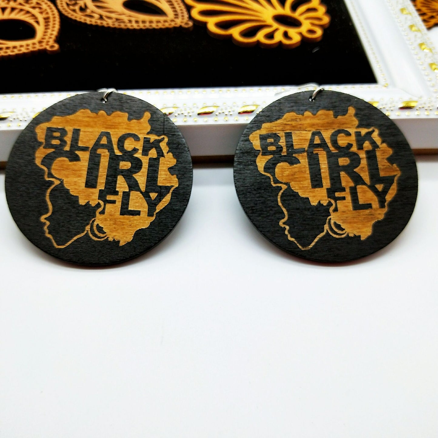 geometric African black round earrings - My Store