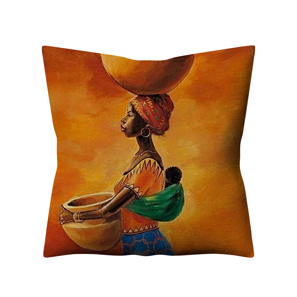 Retro Ethnic Style African Women Linen Pillowcase - My Store