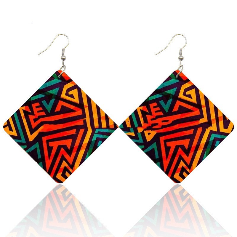African Wooden Bohemian Square Earrings - My Store