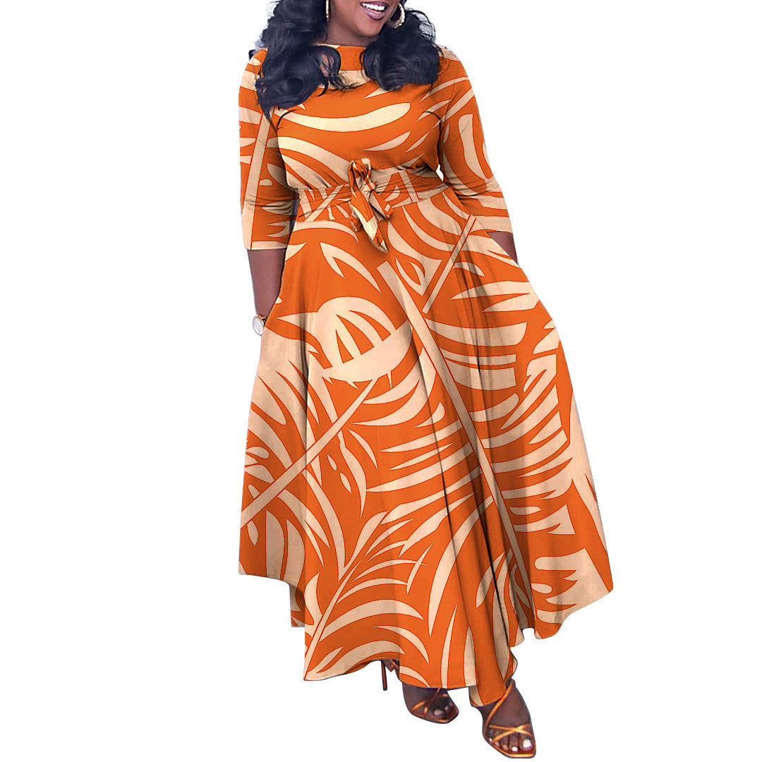 Fashion Elegant Tied African Plus Size Long Dress - My Store