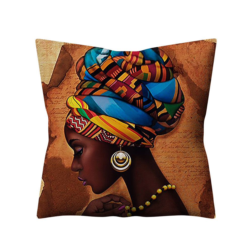 Retro Ethnic Style African Women Linen Pillowcase - My Store