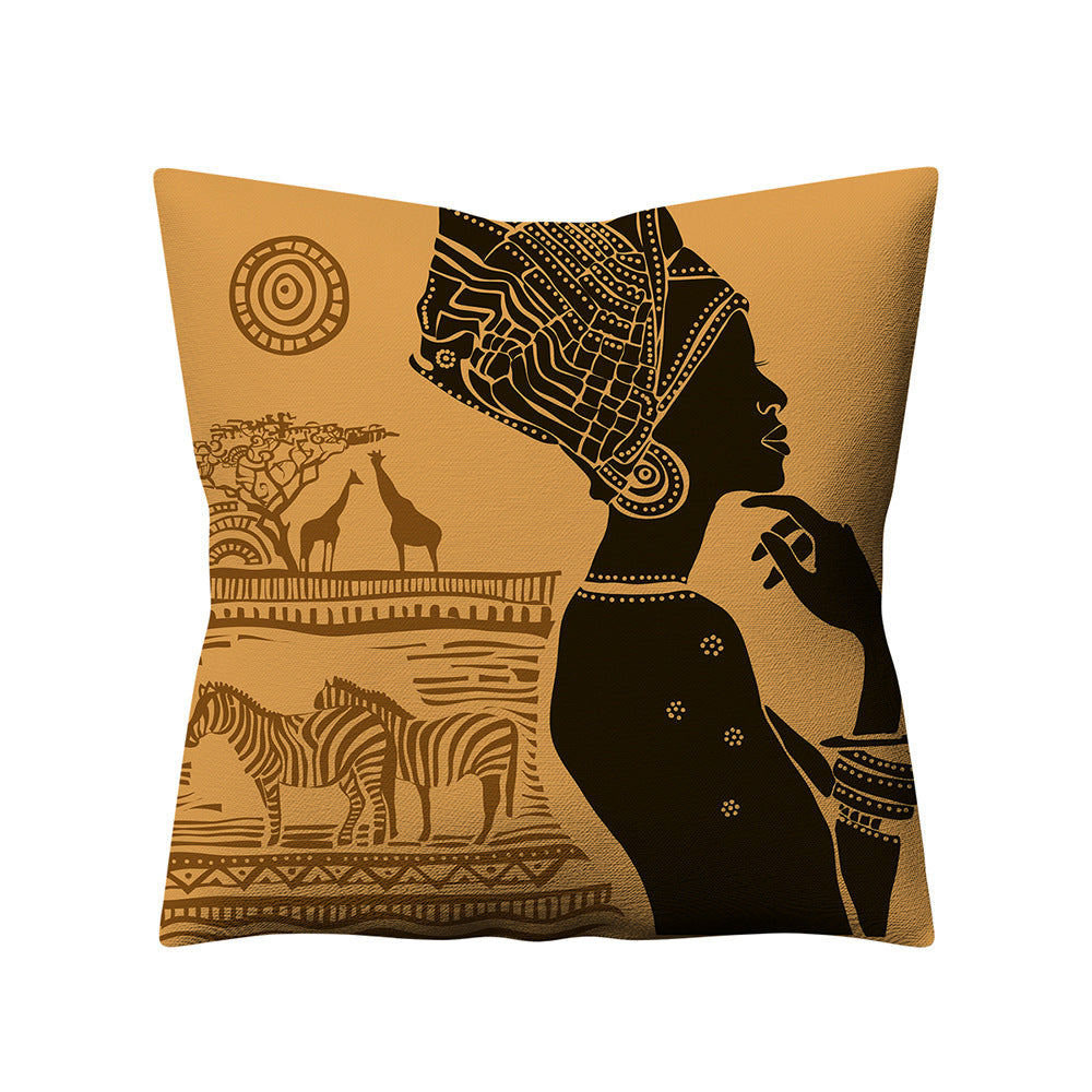 Retro Ethnic Style African Women Linen Pillowcase - My Store