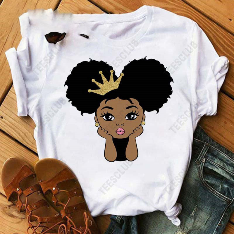 Black African Curly Girl T-Shirt - My Store