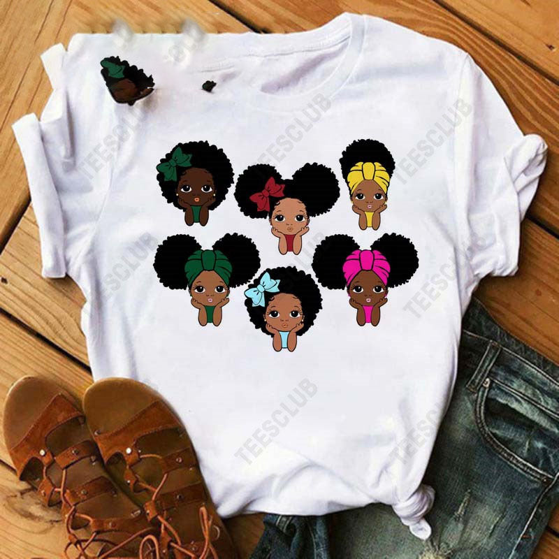 Black African Curly Girl T-Shirt - My Store