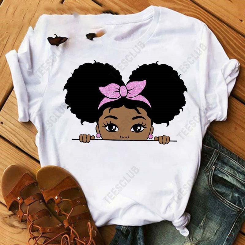Black African Curly Girl T-Shirt - My Store
