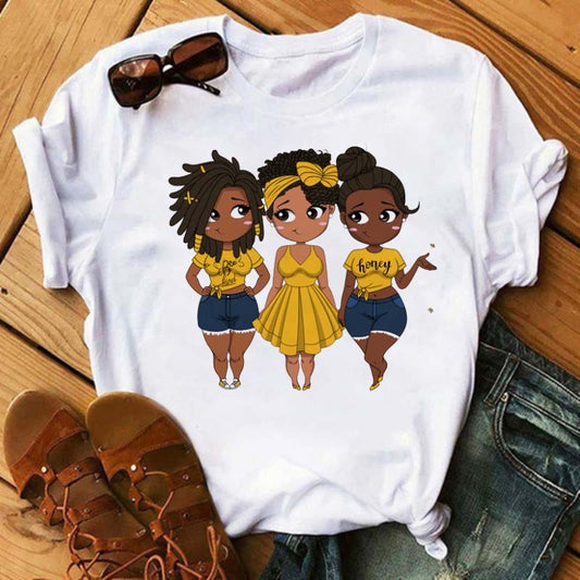 Black African Curly Girl T-Shirt - My Store