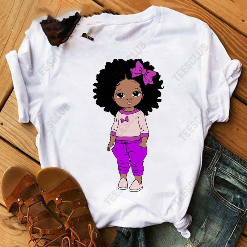Black African Curly Girl T-Shirt - My Store