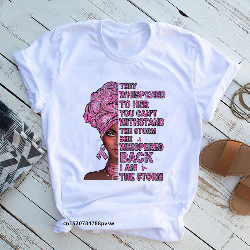 European And American Plus Size Casual Women'S Summer New Style African Black Girl Print Ladies T-Shirt Comfortable Modal Loose - My Store