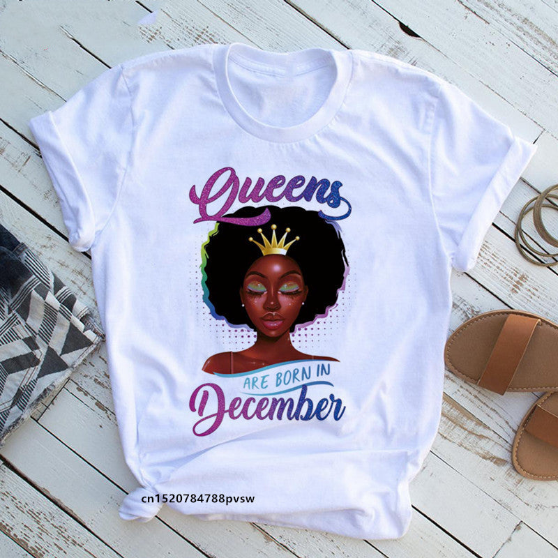European And American Plus Size Casual Women'S Summer New Style African Black Girl Print Ladies T-Shirt Comfortable Modal Loose - My Store