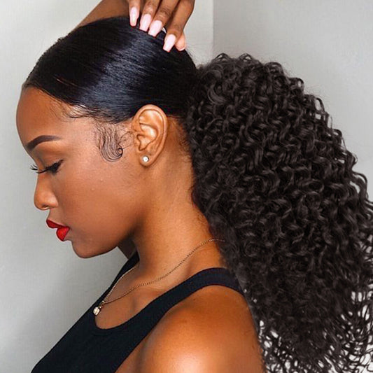 Drawstring Chemical Fiber Ponytail African Small Curly Wig - My Store