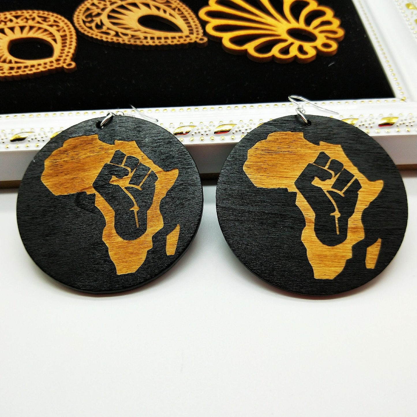 geometric African black round earrings - My Store