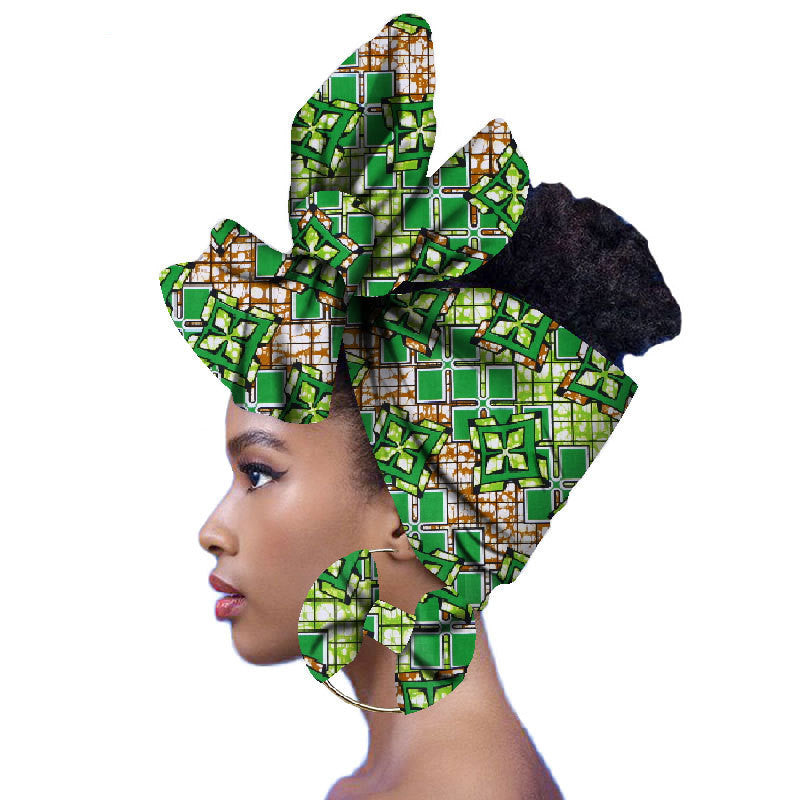 2-piece set of African headscarves and earrings - My Store