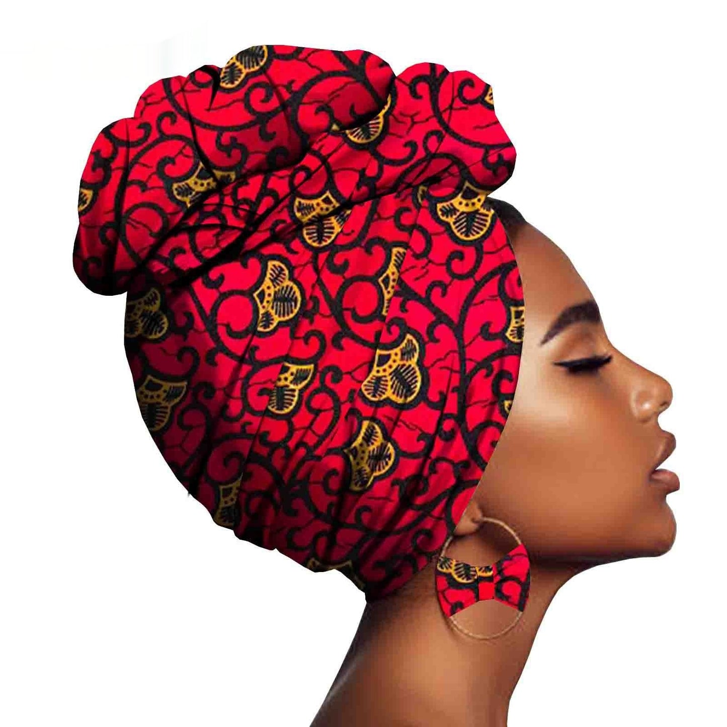 African Printed Batik Headscarf Exaggerated Earrings - My Store