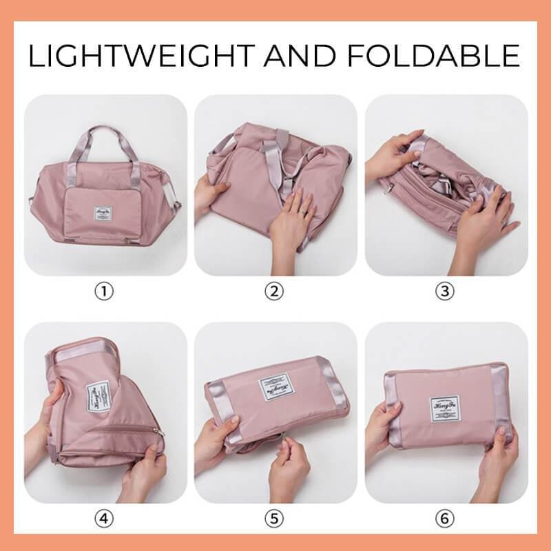 Foldable Storage Travel Bag Waterproof Large Capacity Gym Fitness Bag Weekender Overnight For Women - My Store