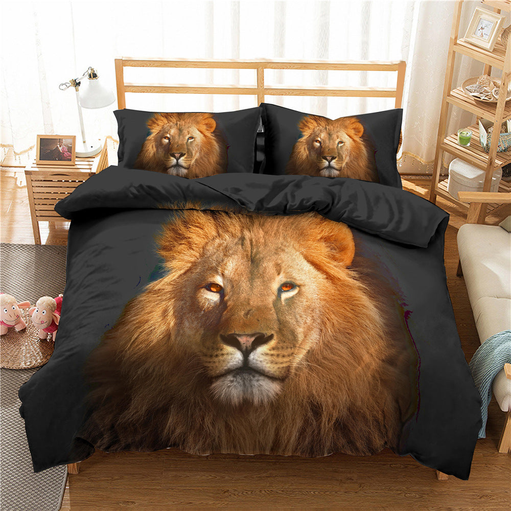 Digital Printing African Animal Lion Bedding Set Of Three - My Store