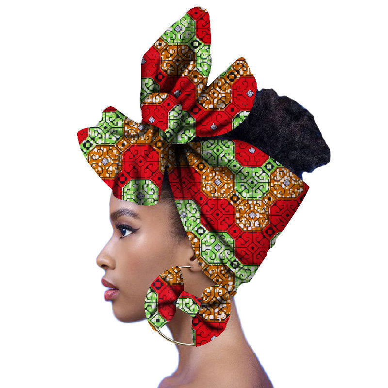 2-piece set of African headscarves and earrings - My Store