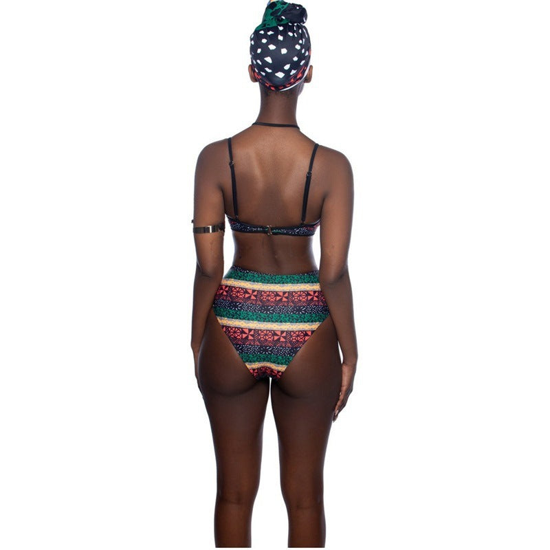 African black printed split swimsuit - My Store
