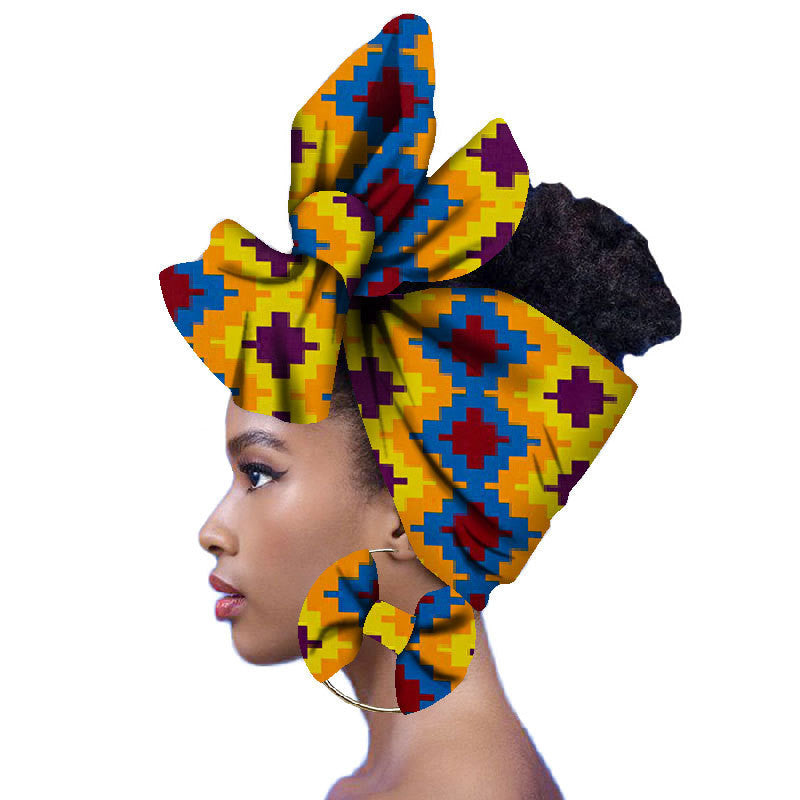 2-piece set of African headscarves and earrings - My Store