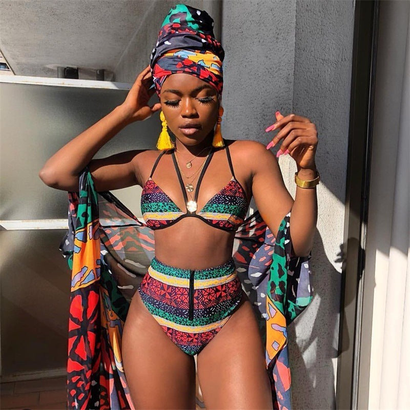 African black printed split swimsuit - My Store