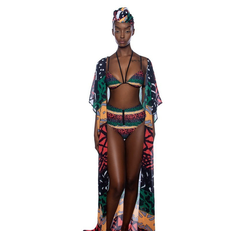 African black printed split swimsuit - My Store