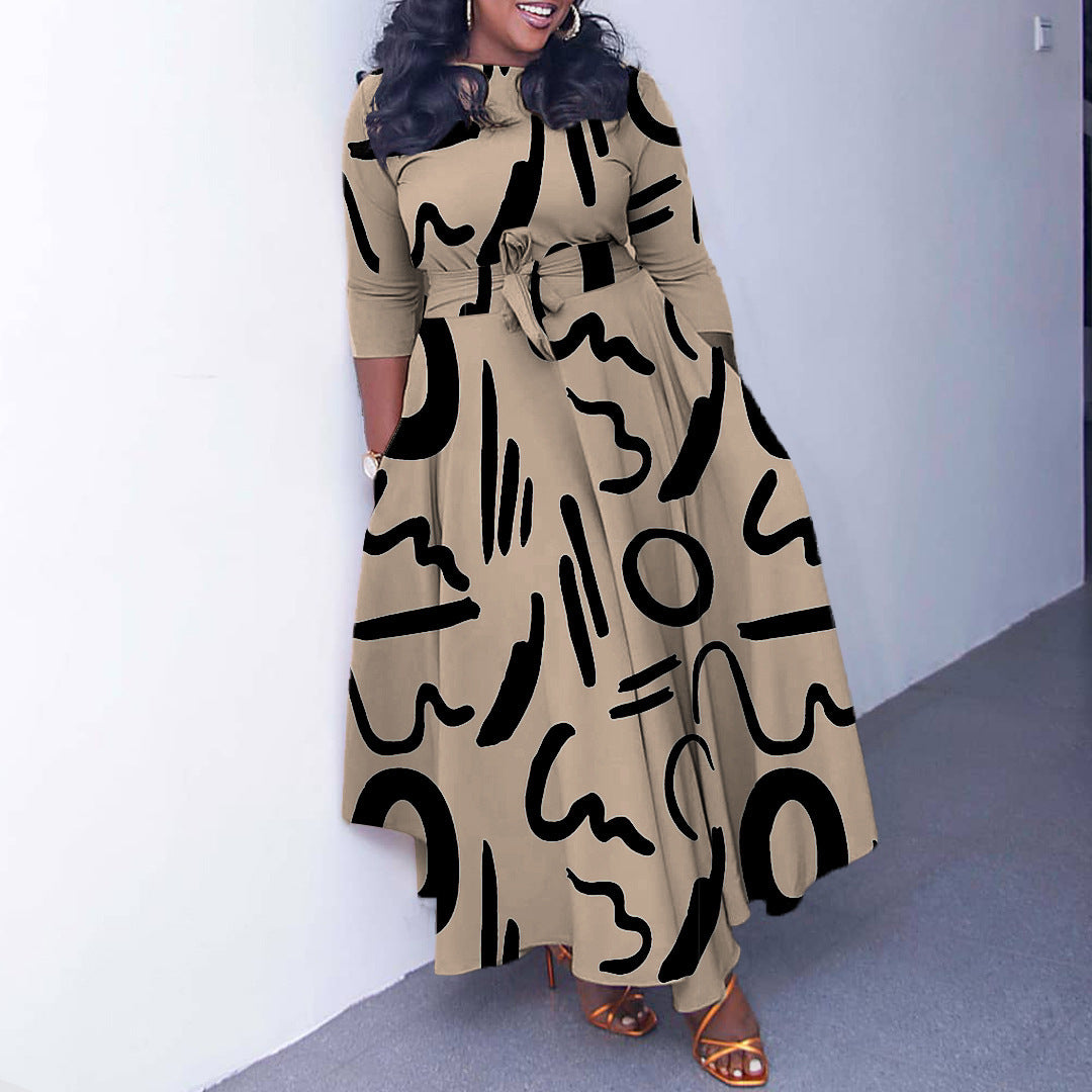 Fashion Elegant Tied African Plus Size Long Dress - My Store