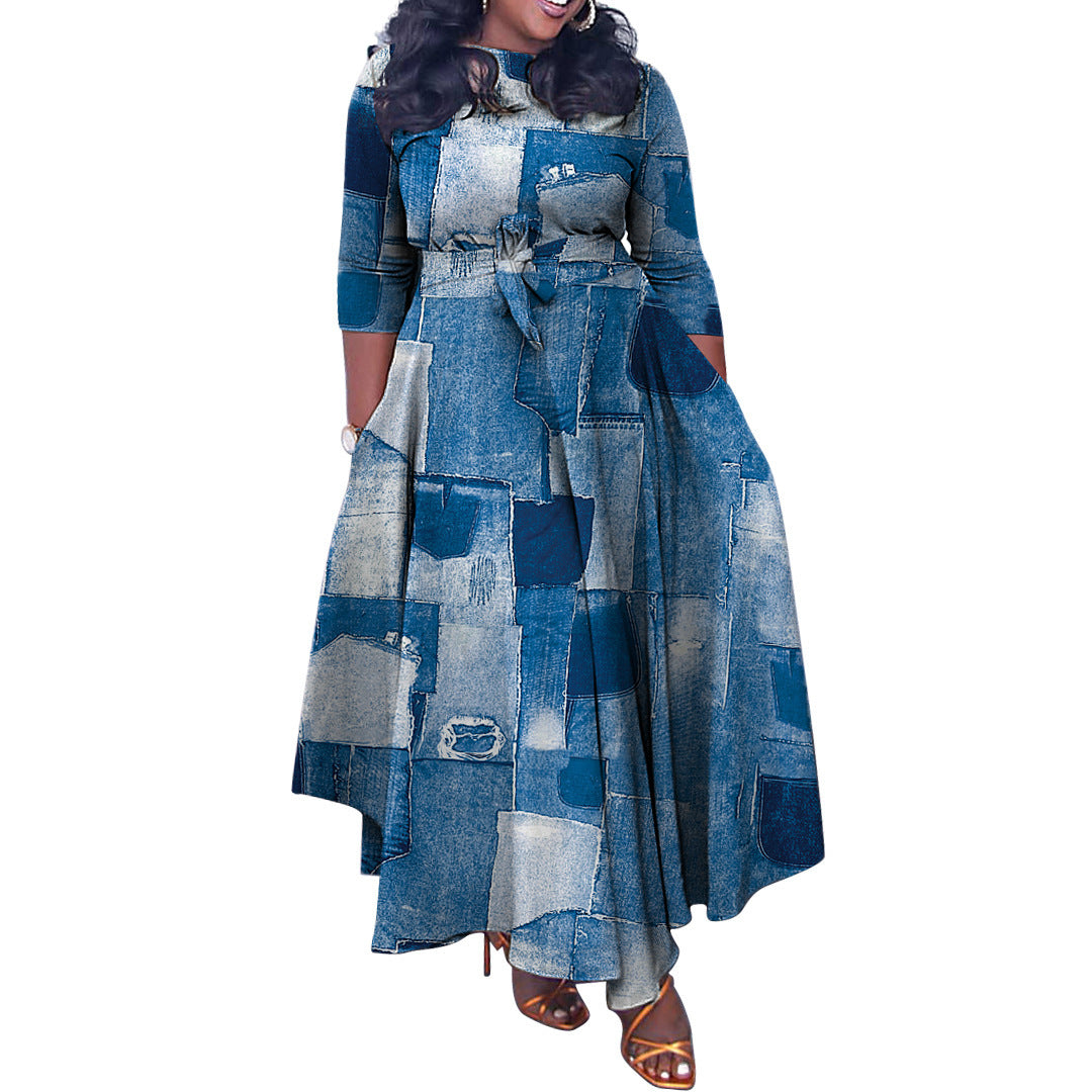 Fashion Elegant Tied African Plus Size Long Dress - My Store