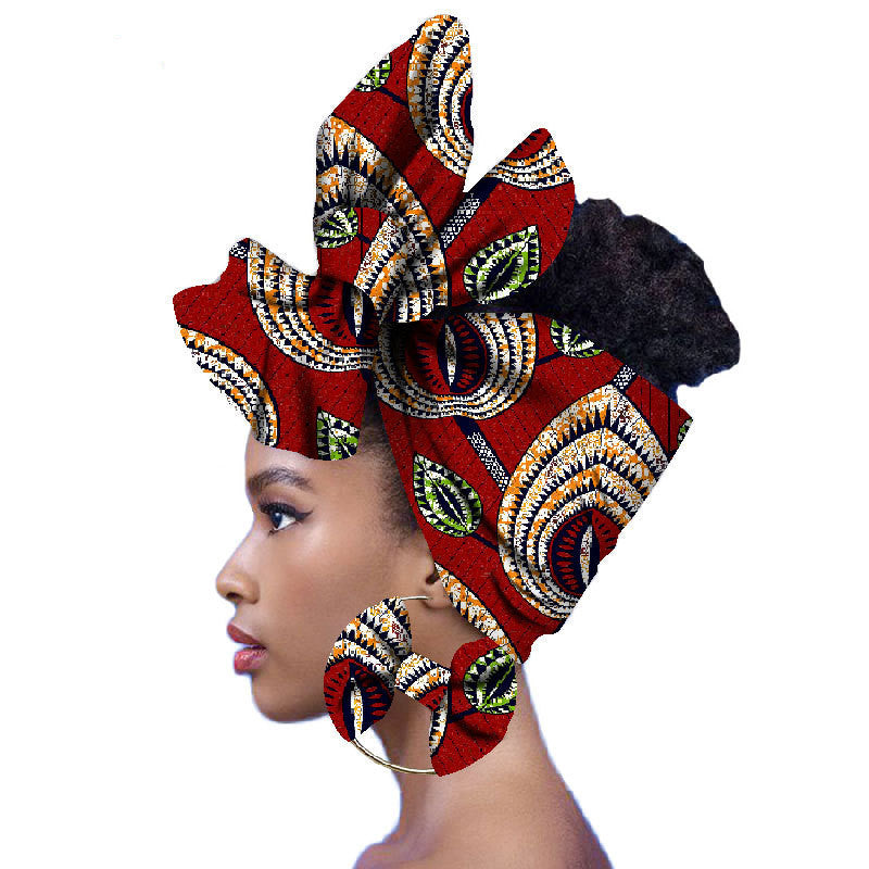 2-piece set of African headscarves and earrings - My Store