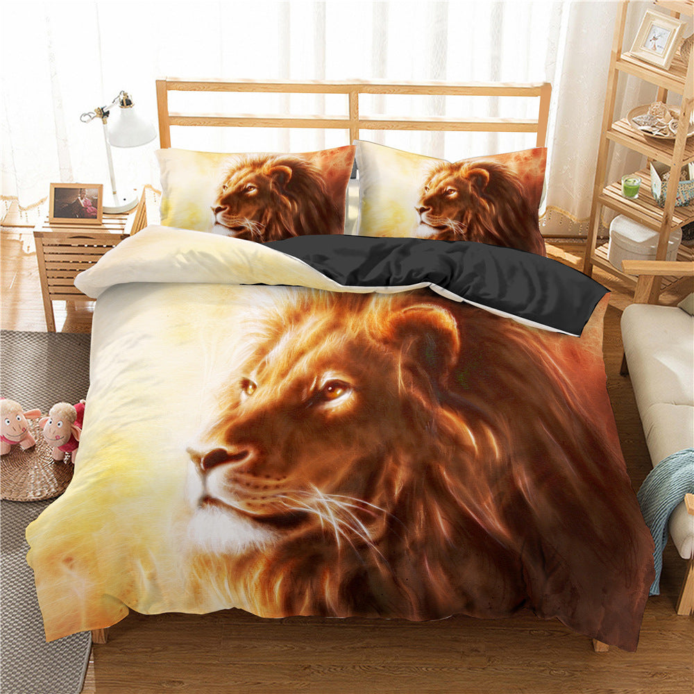 Digital Printing African Animal Lion Bedding Set Of Three - My Store