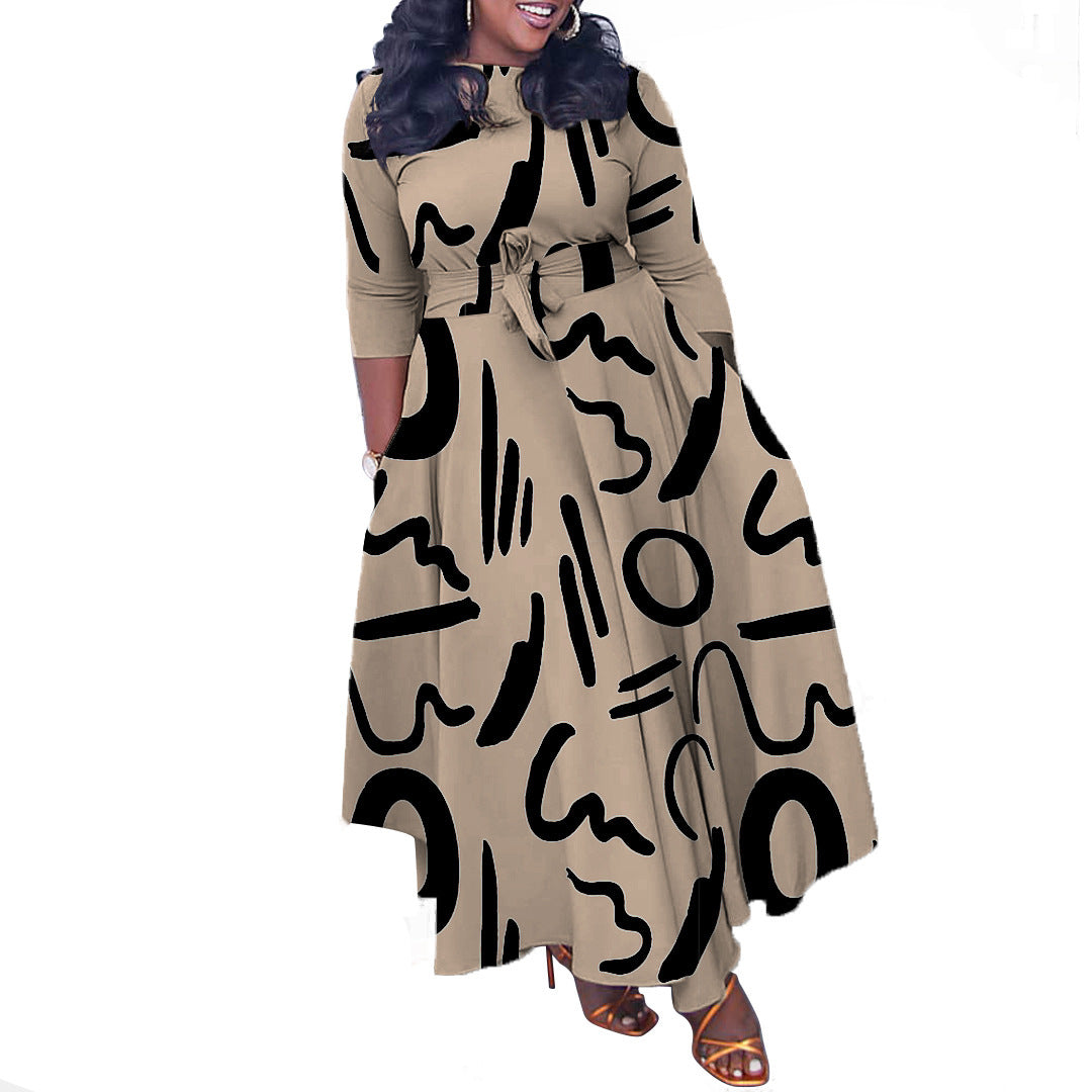 Fashion Elegant Tied African Plus Size Long Dress - My Store