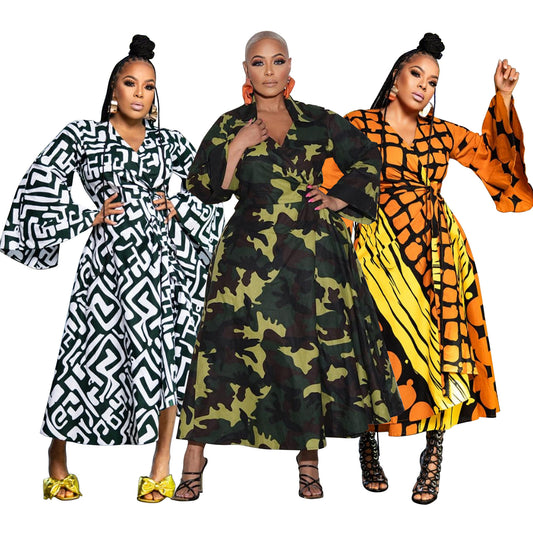 Plus Size African Women's Wear Autumn New Strap Asymmetric Skirt - My Store