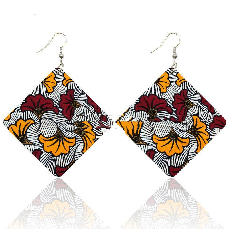 African Wooden Bohemian Square Earrings - My Store