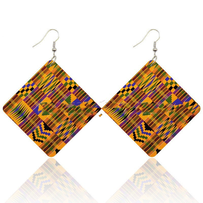 African Wooden Bohemian Square Earrings - My Store