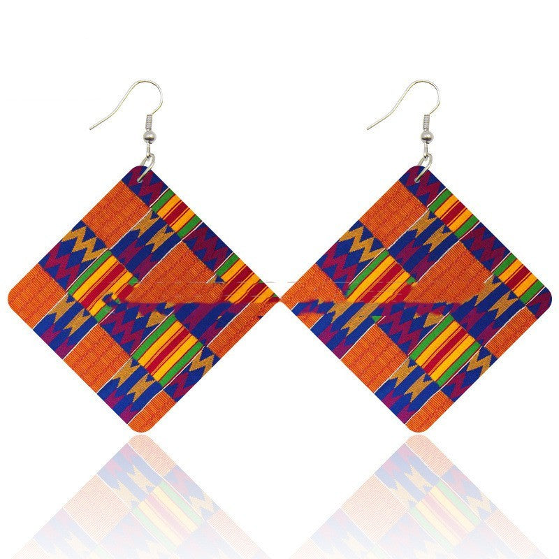 African Wooden Bohemian Square Earrings - My Store